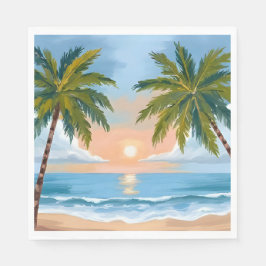 Guardanapo De Papel Pôr do Sol da Palmeira | Casamento na Praia Tropic