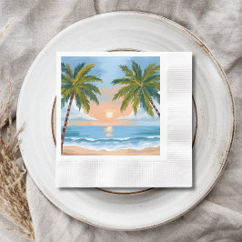 Guardanapo De Papel Pôr do Sol da Palmeira | Casamento na Praia Tropic