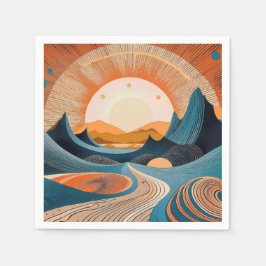 Guardanapo De Papel Pôr do Sol Surreal no Deserto Abstrato