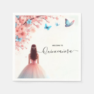 Guardanapo De Papel Por "Quinceanera", "Cinza Rosa", "Cereja"