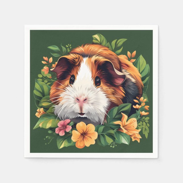 Guardanapo De Papel Porco-guineense entre flores (Frente)