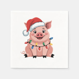 Guardanapo De Papel Porco Papai Noel Natal Festa de Natal Porcomass