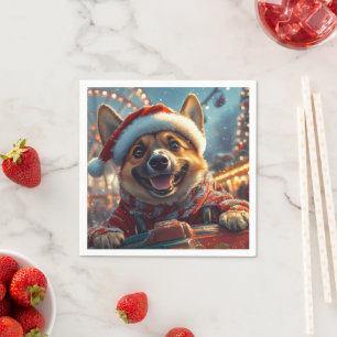 Guardanapo De Papel Porta copos de Cachorro Malinois Belga no Natal