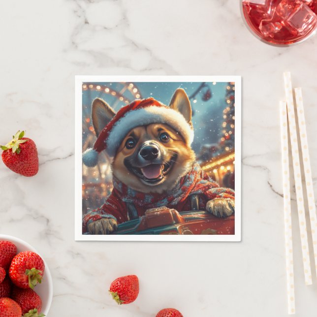 Guardanapo De Papel Porta copos de Cachorro Malinois Belga no Natal (Insitu)