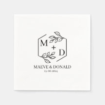 portas copos de casamento de monograma preto e bra