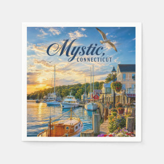 Guardanapo De Papel Pôrto de Mystic, Connecticut ao Pôr do Sol