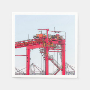 Guardanapo De Papel Porto industrial de Harbour Port Crane Sketch