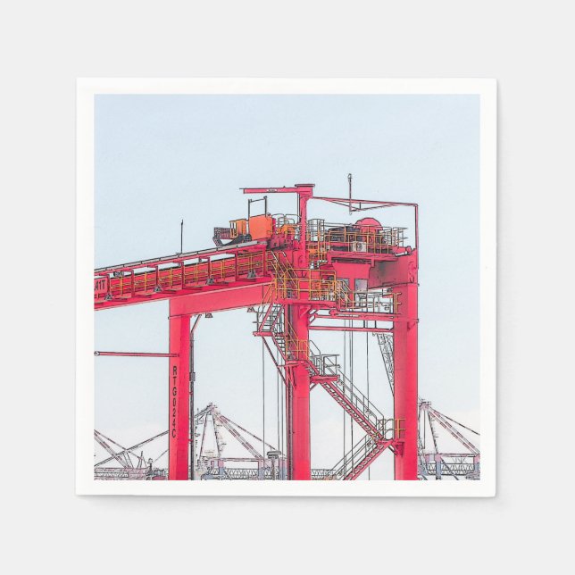 Guardanapo De Papel Porto industrial de Harbour Port Crane Sketch (Frente)