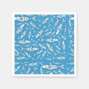 Guardanapo De Papel Português Lisboa Sardinha Padrão Azulejos Azul
