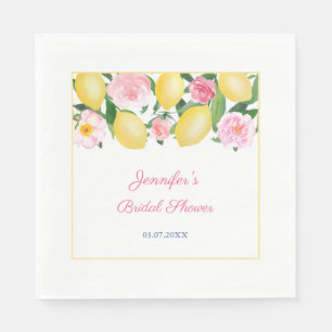Guardanapo De Papel Positano Watercolor Lemons Flores Rosa Azul Branco