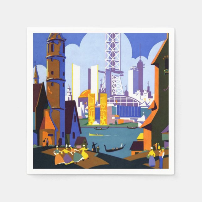 Guardanapo De Papel Poster de viagens da Feira Mundial de Chicago, 193 (Frente)