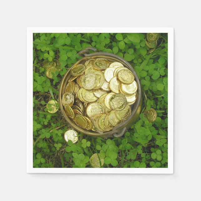 Guardanapo De Papel Pote mágico de Dourado com Shamrocks! (Frente)