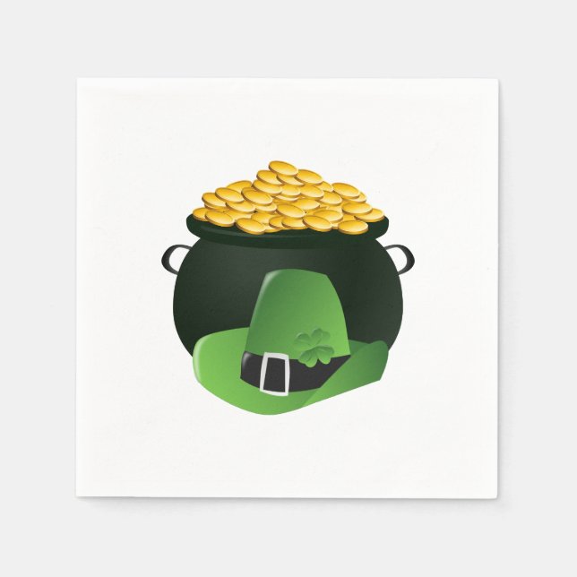 Guardanapo De Papel Pote o' Dourado Leprechaun Hat (Frente)