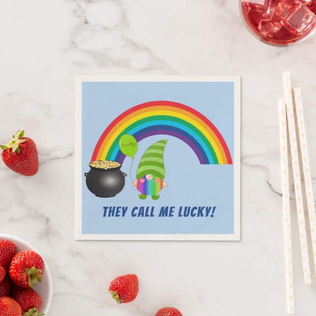 Guardanapo De Papel Pote Rainbow Gnomo da Dourada St Patricks Cocktail (Insitu)