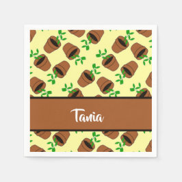 Guardanapo De Papel Pote verde de terracotta em amarelo