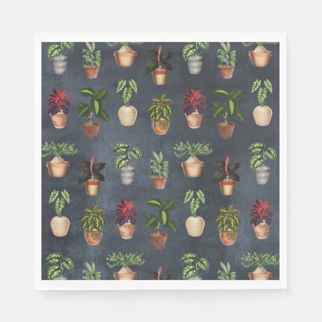 Guardanapo De Papel Potes Terracotta de Plantas Potentes de Aquarelas  (Frente)