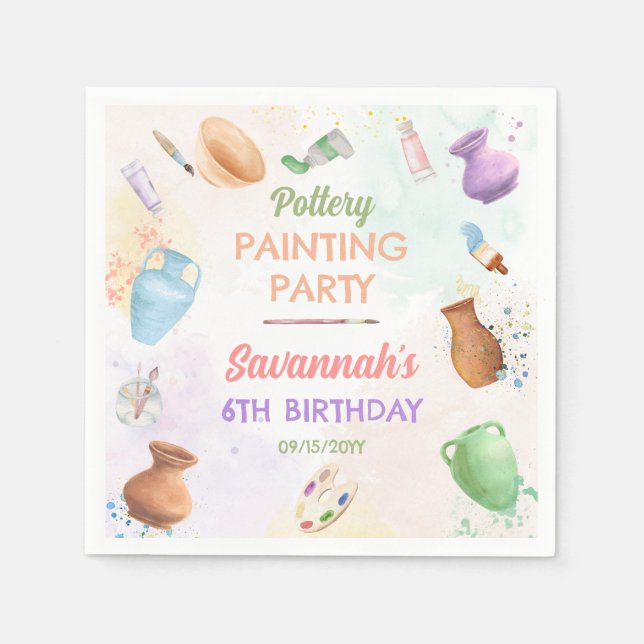 Guardanapo De Papel Pottery Painting Birthday (Frente)