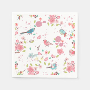 Guardanapo De Papel Poucos rosa do passarinho e feminino lunático azu