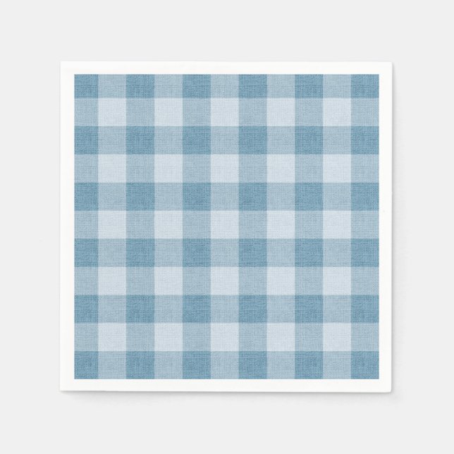Guardanapo De Papel Powder Blue Gingham Buffalo Check Linen Texture (Frente)