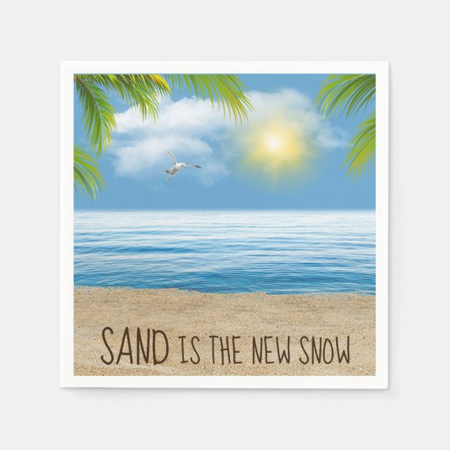 Guardanapo De Papel Praia Oceânica com Fronteiras de Palma (Frente)