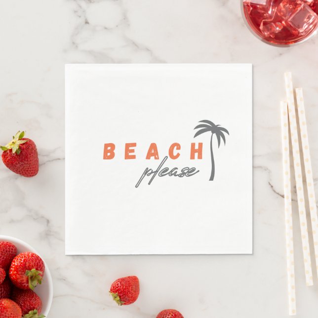 Guardanapo De Papel praia, por favor. palmeira. Papel Napkins moderno (Insitu)