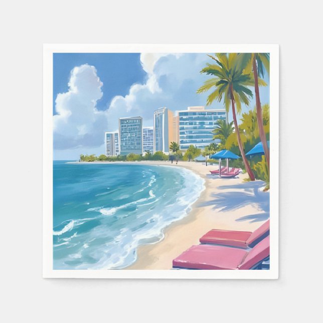 Guardanapo De Papel Praia Sul de Miami Flórida (Frente)
