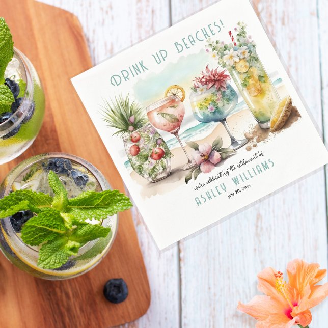 Guardanapo De Papel Praia Tropical Pensada Festa de Reforma de Cocktai (Criador carregado)