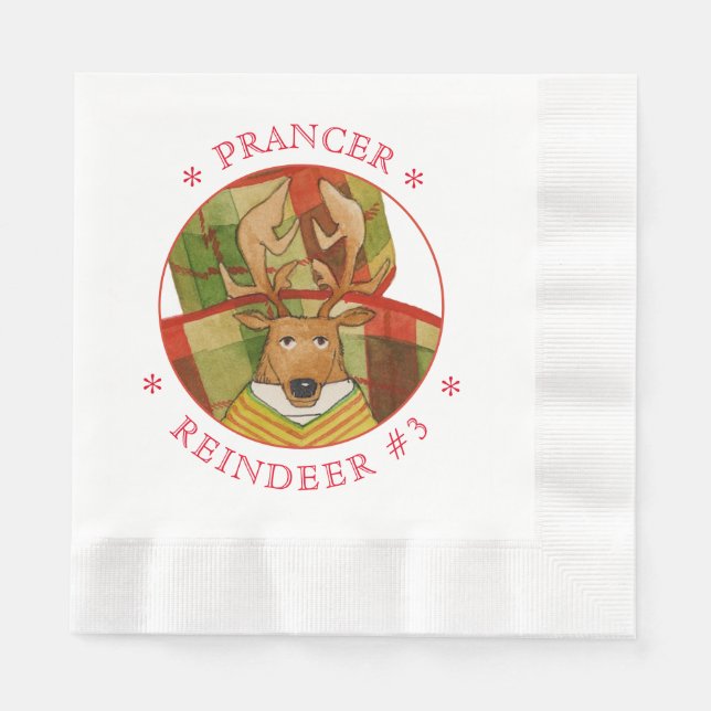 Guardanapo De Papel PranCER REINDEER Cozido de Pingados Napkins (Frente)