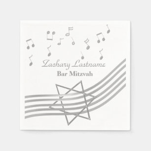 Guardanapo De Papel Prata de Mitzvah do bar da música