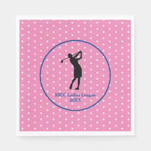 Guardanapo De Papel Prata do Partido Polkadot, cor-de-rosa, das mulher