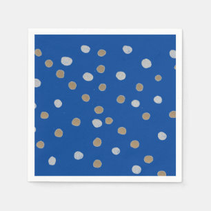 Guardanapo De Papel Prata e Bolinhas Douradas em Azul