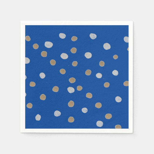Guardanapo De Papel Prata e Bolinhas Douradas em Azul (Frente)