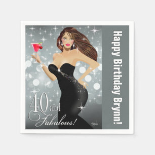 Guardanapo De Papel Prata Glam do aniversário de 40 anos da notíci