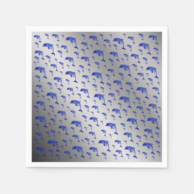 Guardanapo De Papel prata, golfinho, peixe, natureza, aquático, design (Frente)