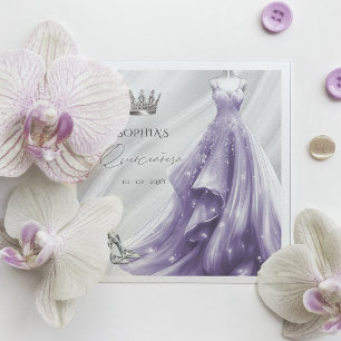 Guardanapo De Papel Prata Roxo princesa Quinceañera