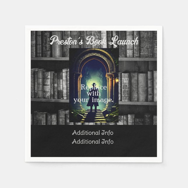 Guardanapo De Papel Prateleiras de Livrarias Negra E Branca (Frente)