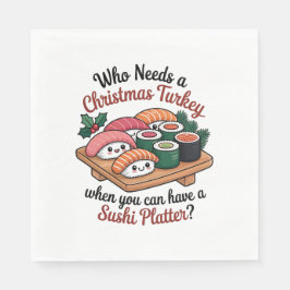 Guardanapo De Papel Prato de Sushi de Natal Kawaii Divertido