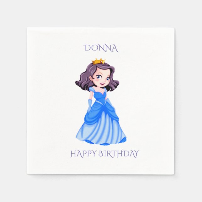Guardanapo De Papel Pratos de aniversário princesa com nome personaliz (Frente)