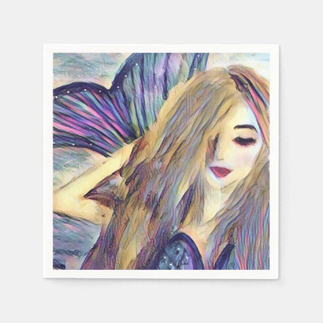 Guardanapo De Papel pratos de papel personalizados tema sereia (Frente)