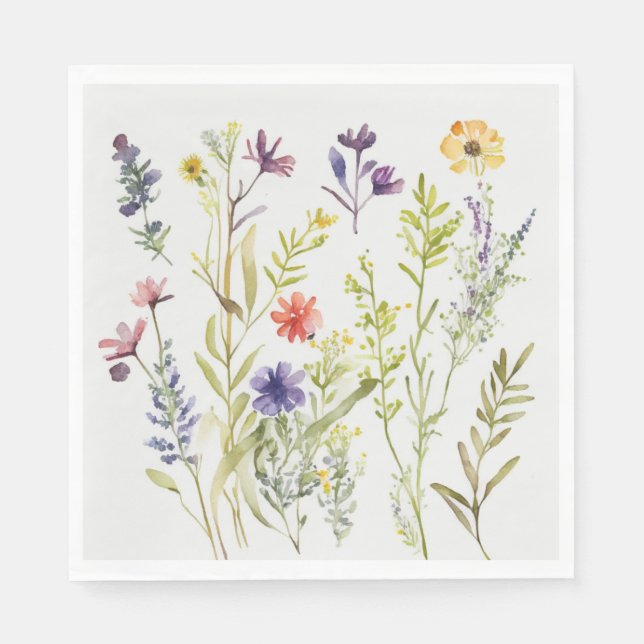 Guardanapo De Papel Pratos de Picnic - Lindas Flores Silvestres (Frente)