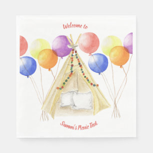 Guardanapo De Papel Pratos de Piquenique - Tent & Balloons Personaliza