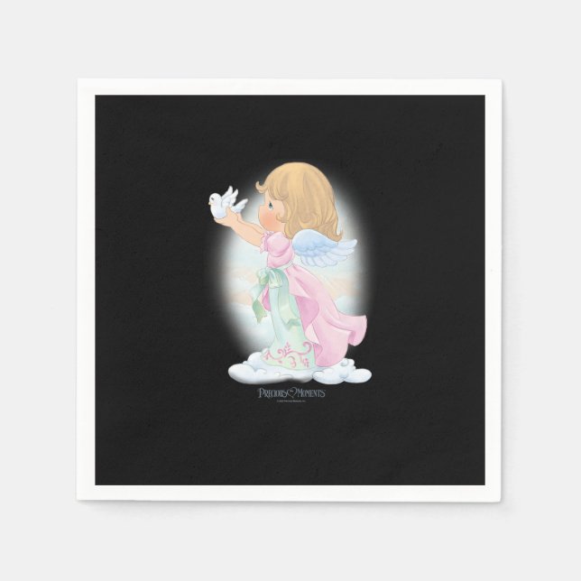 Guardanapo De Papel Precious Moments Christmas Cute Angel and Dove Pre (Frente)