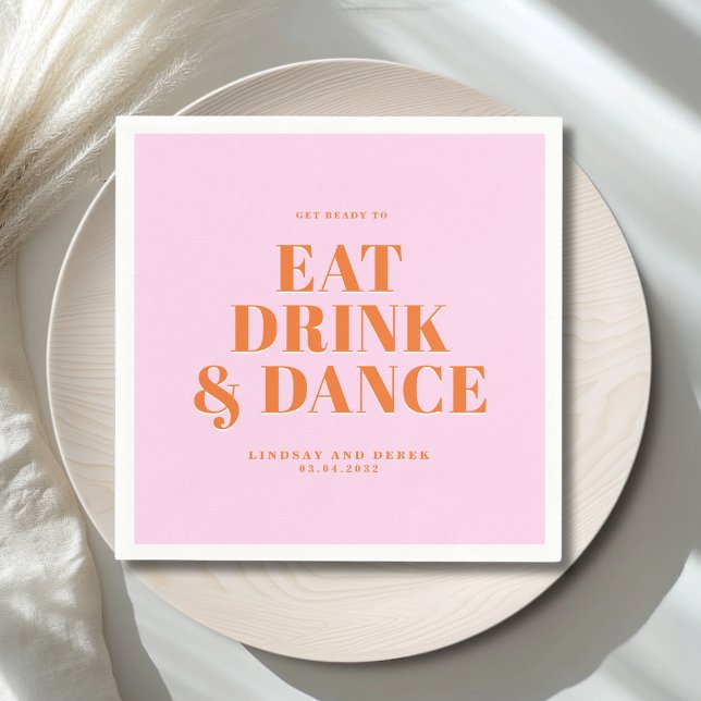 Guardanapo De Papel PREPARE-SE PARA COMER BEBER E DANÇAR! Casamento  (GET READY TO EAT DRINK AND DANCE! Wedding Napkins)
