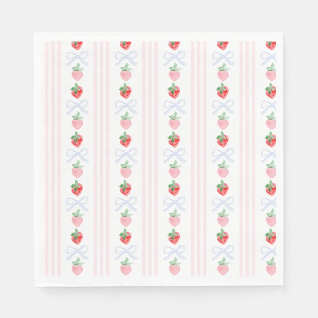 Guardanapo De Papel Preppy Berry First Birthday Watercolor Strawberrie (Frente)