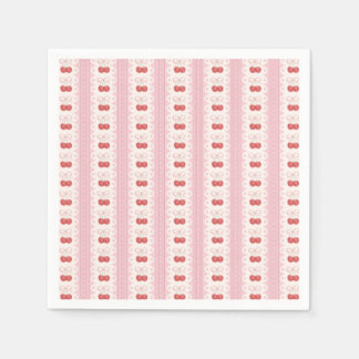 Guardanapo De Papel Preppy Cherry Stripes - Pink and Off White