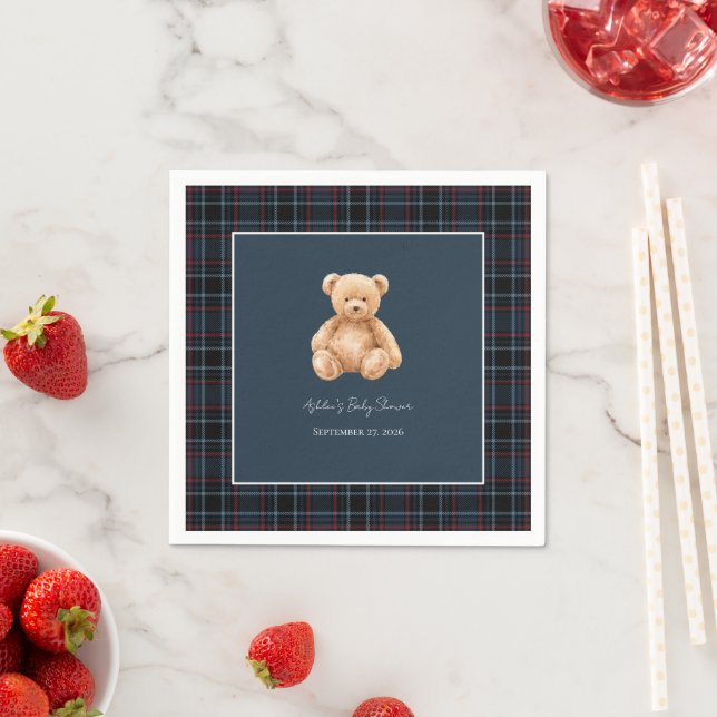 Guardanapo De Papel Preppy Classic Teddy Bear Baby Shower  (Insitu)