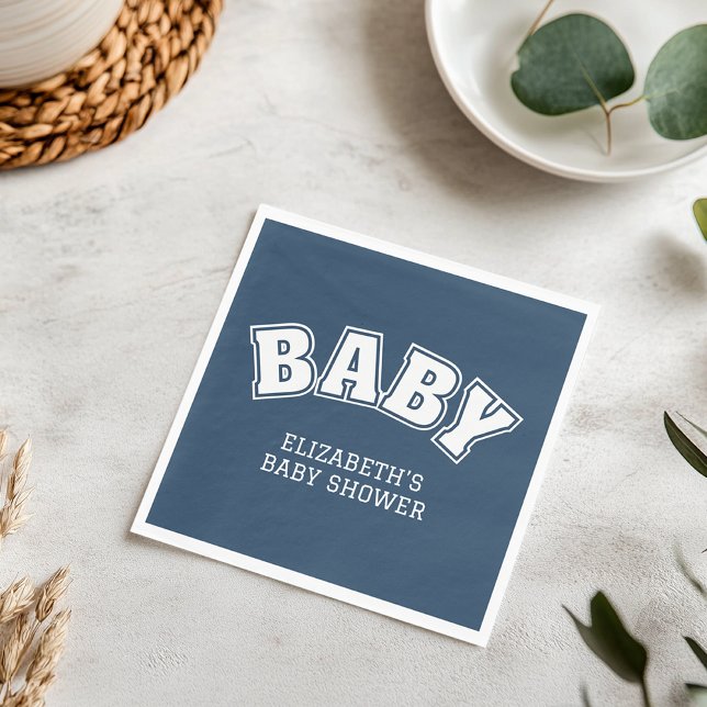 Guardanapo De Papel Preppy Collegiate Varsity Navy Baby Shower (Preppy Collegiate Varsity Navy Baby Shower Napkins)