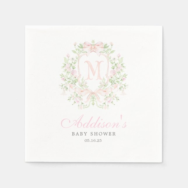 Guardanapo De Papel Preppy Crest Baby Shower Invitation (Frente)