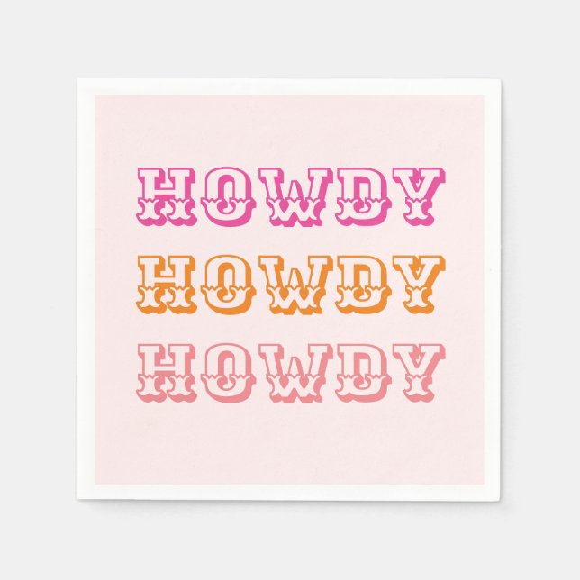 Guardanapo De Papel Preppy Girly Howdy Laranja Quente Rosa (Frente)