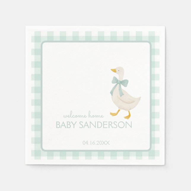 Guardanapo De Papel Preppy Goose Baby Shower Napkins (Frente)